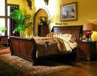 FRENCH SLEIGH KING MASTER BEDROOM SET WOOD FURNITURE  
