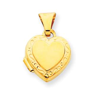 New 14k Yellow Gold Heart Child Size Locket Pendant  