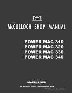 McCulloch Power Mac 310/320/330/340 Manual Package  