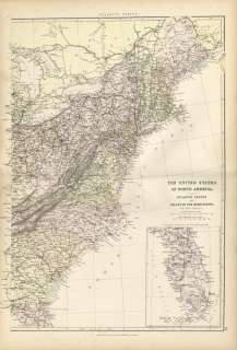   Antique Blackie 1882 Folio Atlas Map of ATLANTIC USA East Coast  