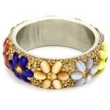 Chamak by priya kakkar Multi Color Glass Floral Beads Bangle Bracelet