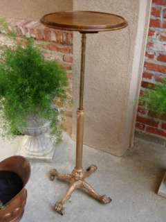   Victorian English Cast Iron Oak Telescoping Plant Display Stand Table