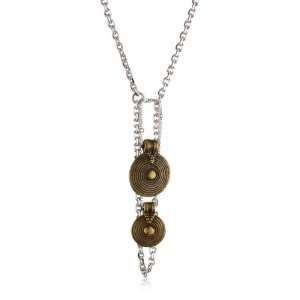 Vanessa Mooney Tzarina Silver Necklace with Large Brass Spiral Pendant