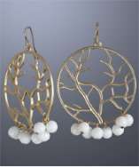   Lane gold round tree and white resin drop earrings style# 314516701