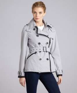 Miss Sixty dawn grey double breasted asymmetrical zip trench   