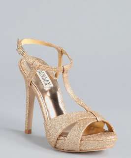 Badgley Mischka rose gold glitter Indigo III platform sandals