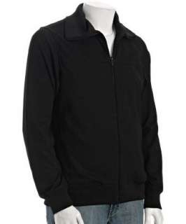 Yohji Yamamoto black poly zip front basic track jacket  BLUEFLY 