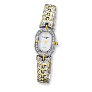   Ladies Charles Hubert Brass Stainless Steel White Dial Watch Jewelry