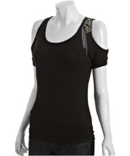 Casual Couture by Green Envelope black jersey beaded cut out shoulder 