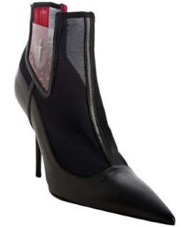 Cesare Paciotti black mesh and leather pointed toe boots   up 