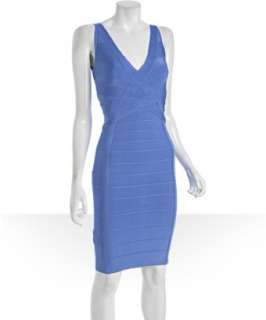 Herve Leger french blue v neck bandage dress  BLUEFLY up to 70% off 
