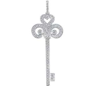   Diamond 14K White Gold Key Pendant Necklace: David Murad: Jewelry