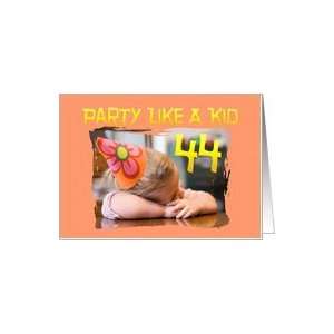   birthday, party like a kid, tired girl in party hat Card: Toys & Games