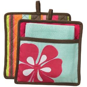   Pot Holder with Waffle Weave Dish Towel Set of 2