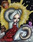 fantasy art big eye girl gothic rococo ram octopus zodiac