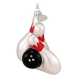  Bowling Ball And Pins Glass Ornament