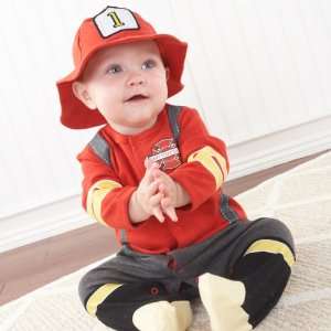   Baby Firefighter Two Piece Layette Set in Firefighter themed Gift Box