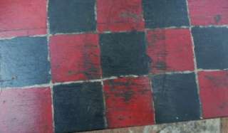   FOLK ART old paint WOOD CHECKER BOARD table STAND GAME BOARD  