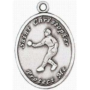  Pewter Softball Medal on Adjustable Leather Cord 