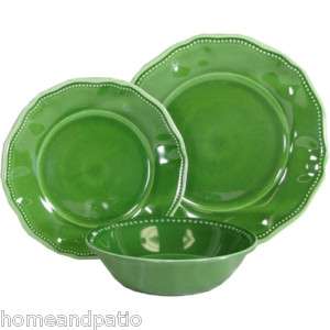18PC Provence Green Outdoor Melamine Dinnerware Set  