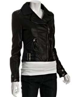 Miss Sixty black faux leather studded motorcycle jacket   up 