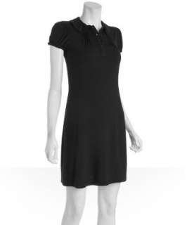 Design History black pintucked jersey polo dress  BLUEFLY up to 70% 