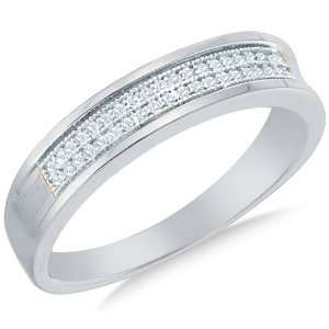 Size 9   10k White Gold Diamond MENS Wedding Band OR Fashion Ring   w 