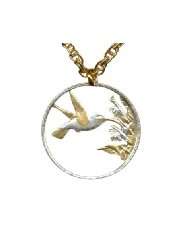  Gold and Sterling Silver Cut Coin Necklace Pendant Womens Men 