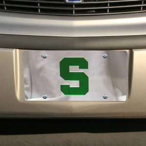   State Spartans Silver W/Green S Mirror License Plate Automotive