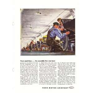  1944 Ad Ford Model T Assembly Line Original Vintage Print 