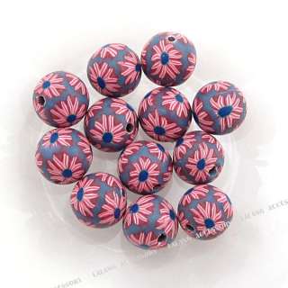 80x Mixed Flower Fimo Polymer Clay Charm Beads 110566  