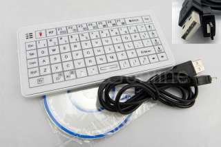 New White Mini Bluetooth Keyboard with Back Touch and Laser Pointer