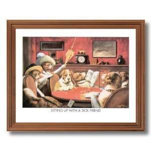   Poker At Table Sitting Up With A Sick Friend Wall Picture Oak Framed