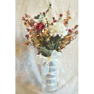   Rose, Hydrangea, and Floral Arrangement w/ Vase Patio, Lawn & Garden