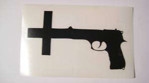Nine Inch Nails  Black Logo Gun Cross Sticker, Rub On  
