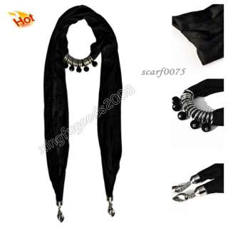 NEW BLACK Fashion Jewelry Scarves pashmina cotton necklace lady Scarf 