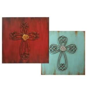  SET Of 2 Religious Beaded Cross Decorative Wall Plaques by 