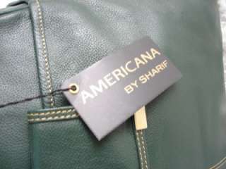 HSN HuGe Leather Sharif Americana Bowling Bag Purse Tote NWT Green 