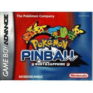  Pokemon Pinball Ruby & Sapphire GBA Instruction Booklet 