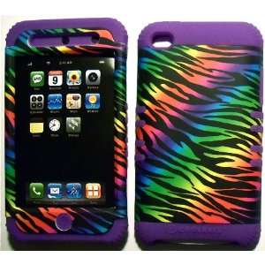  Black Rainbow Zebra on Purple Silicone for Apple ipod 