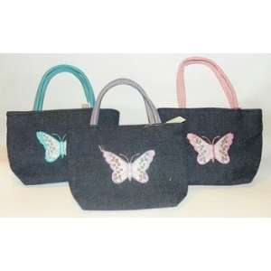  Denim Butterfly Favor Bags   Set of 12 Toys & Games