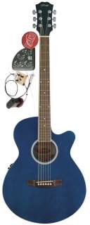 GREAT NEW STAGG MODEL SW206CBB TB TRANS BLUE ELECTRIC/ACOUSTIC GUITAR 