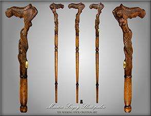   HANDLE CARVED CRAFTED REAL OAK WOOD WALKING STICK CANE 33 37  