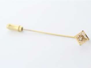 Antique 10k Yellow Gold .02ct Diamond Hat or Stick Pin  
