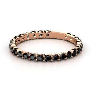  Rich & Thin Band, 18K Rose Gold Ring with Black Diamond Jewelry