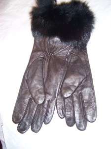 Ladies Quilted Leather Gloves Thinsulate,Black