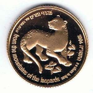   HOLY LAND WILDLIFE LEEOPARD & PLAM TREE 1/10oz GOLD COIN 22mm  