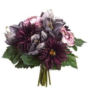   Gerbera Daisy Silk Bouquet  Gray/Purple (case of 6)