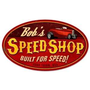 Speed Shop Automotive Oval Metal Sign   Victory Vintage Signs  