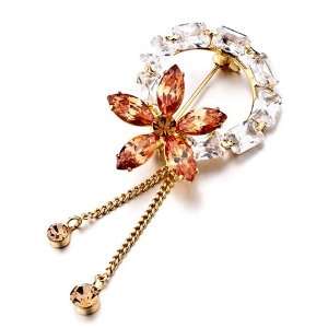   White Swarovski Crystal Flower Brooches And Pins Pugster Jewelry